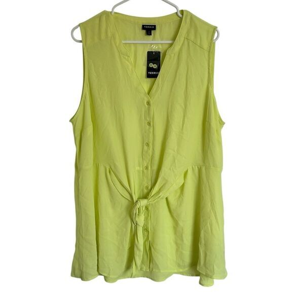 NWT Torris Sheer Neon Lime Sleeveless Georgette PEPLUM Blouse.‎ - Picture 5 of 14